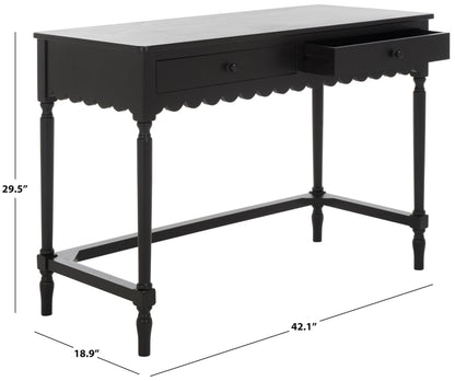 SAFAVIEH Furniture - Haven 2-Drawer Writing Desk - Matte Black - Solid Wood - Classic Storage Design - Ideal for Home Office, Den, Living Room, 42.1" W x 18.9" D x 29.5" H (DSK5715B)