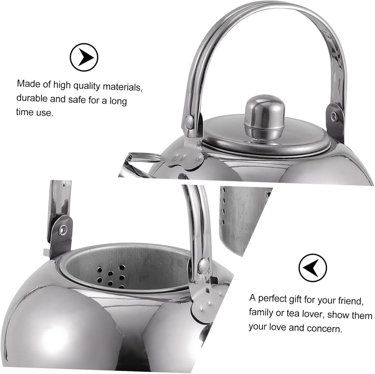 1pc Metal Tea Kettle with Infuser, Stainless Steel Pot Filter Screen for Coffee