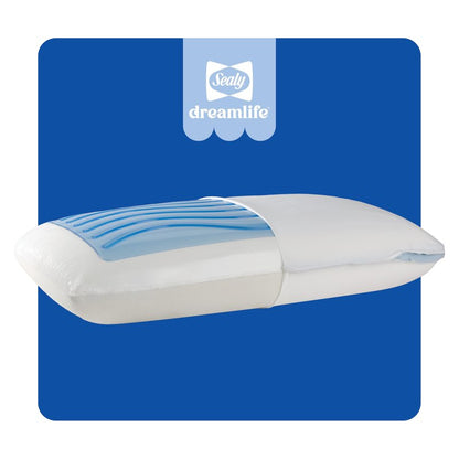 Sealy Dreamlife King Size Memory Foam Cooling Pillow with SealyChill Cooling Gel, Removable Machine-Washable Cover, Made in the USA, White