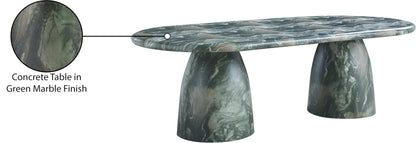 Meridian Furniture 708Green-T Cosenza Collection Art Deco 96" Indoor/Outdoor Concrete Dining Table with Green Marble Finish, 96" W x 44.5" D x 30" H