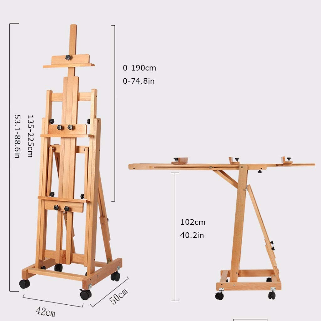 ERoomQ Tripod Artist Easel, Large Beech Multifunction Profession Studio Easel Indoor Canvas Ad Display Stand with 4K Board (Wood)