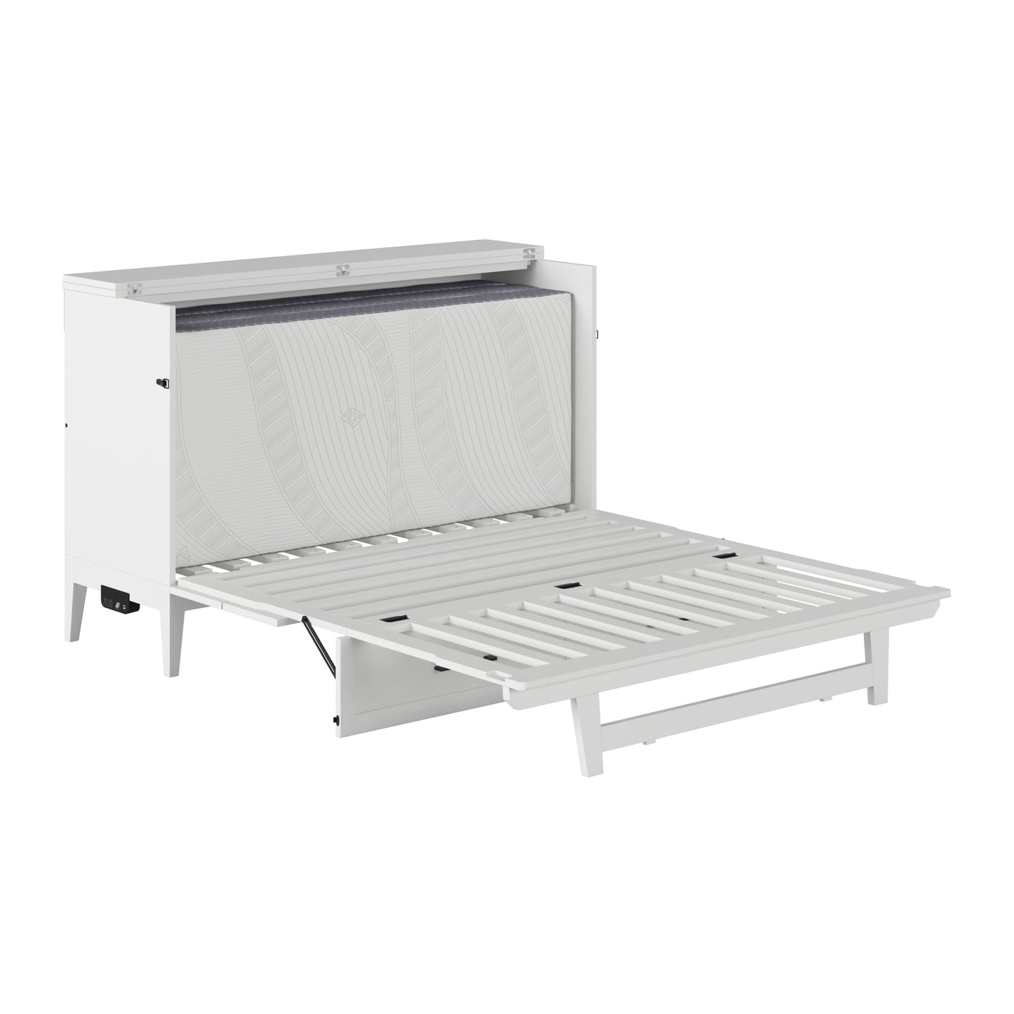 AFI, Santa Fe Queen Murphy Bed Chest with Mattress and Built-in Charger, White