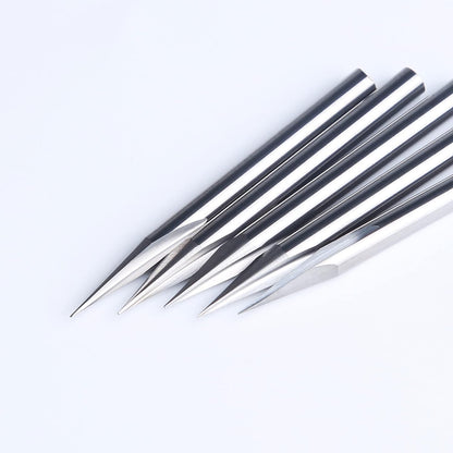 HUHAO 5PCS CNC Wood Carving Router Bit Set,20 Degree Engraving 1/8 Inch Shank V Bit 2 Flute 0.1mm Tip Carbide V Bit for Acrylic Metals Wood MDF PVC