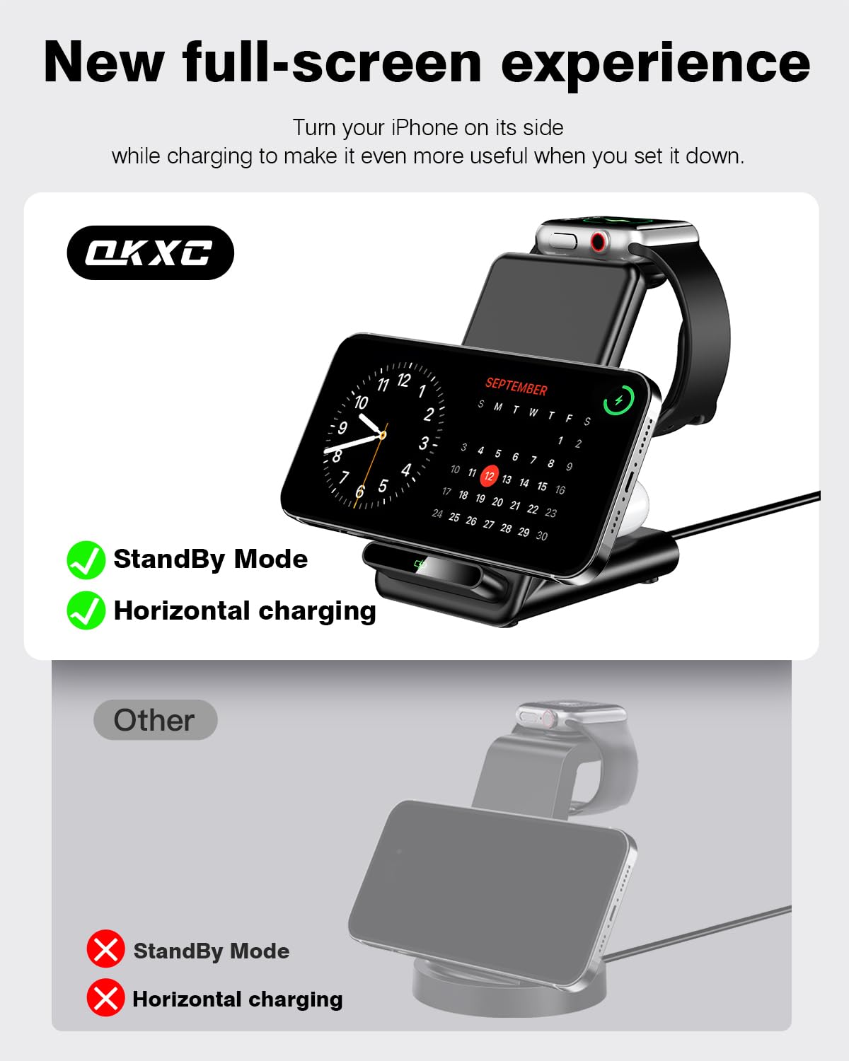 Wireless Charging Station,3 in 1 Charging Stand Made for Apple Watch Ultra 11 10 9 8 7 6 SE 5 4 3,Fast Wireless Charger Made for iPhone 17/Air/16/15/14/13/12,for AirPods Pro(with Adapter) (Black)