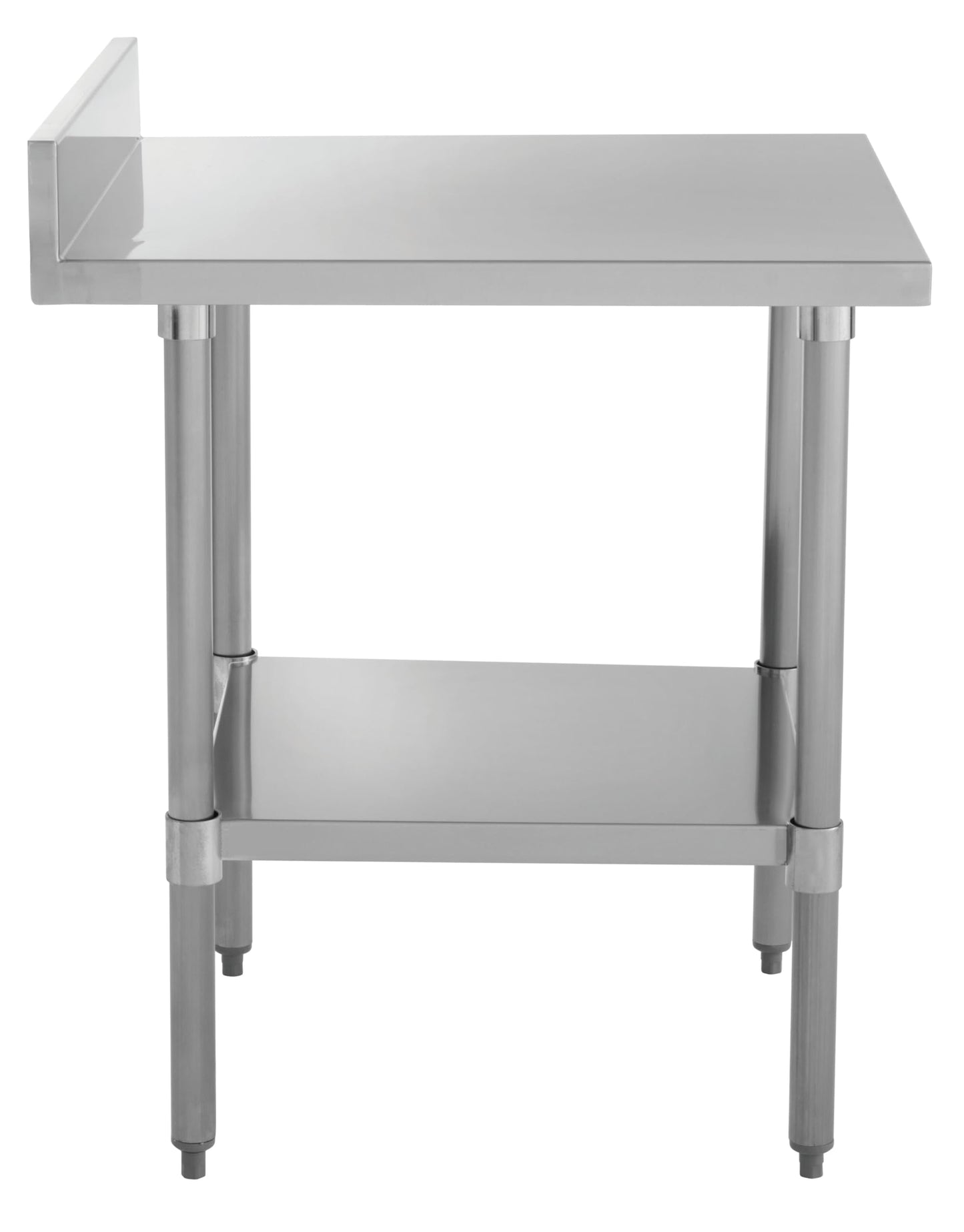 Kratos Stainless Steel Kitchen Prep Table 24" Dx36 W with Backsplash and Undershelf, NSF Worktable for Restaurants - 18ga/430SS (28W-045)