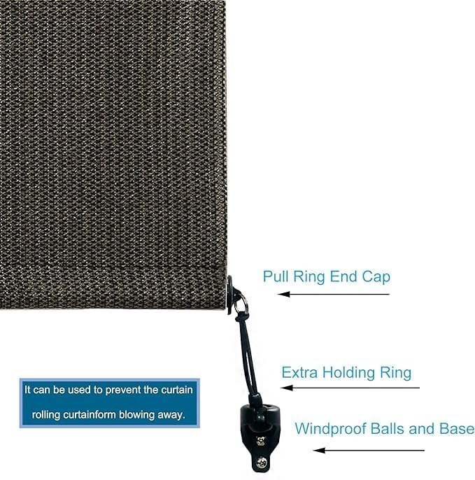 Sun Shade Parts Bungee Kit and End Cap, Weather Resistant for Coolaroo Exterior Roller Shade, Outdoor Blinds, 2 Sets