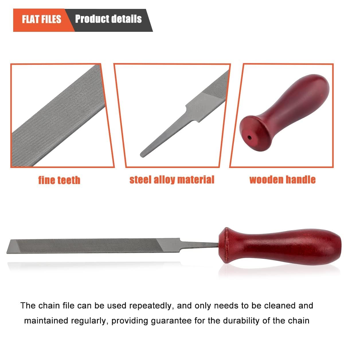 Hipa 12 Pack Chainsaw File, Chainsaw Sharpener Kit, 5/32", 3/16", 7/32", 1/8", 11/64", 13/64" Round Chainsaw Sharpening, 6 Inch Flat File,Depth Gauge,Quick Check Gauge, Chain Saw Sharpener Tool