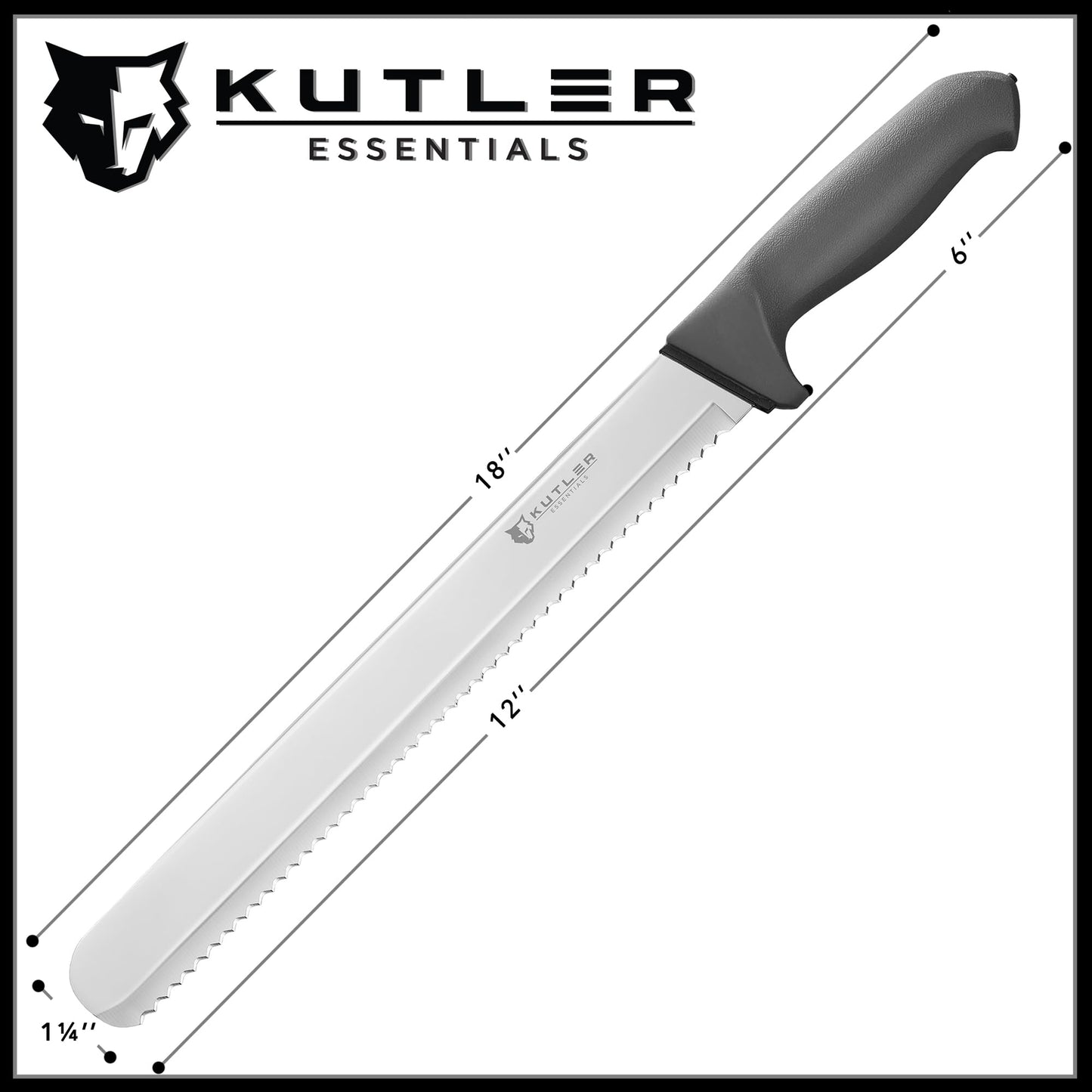 KUTLER Professional 12-Inch Bread Knife and Cake Slicer with Serrated Edge - Ultra-Sharp Stainless Steel Cutlery