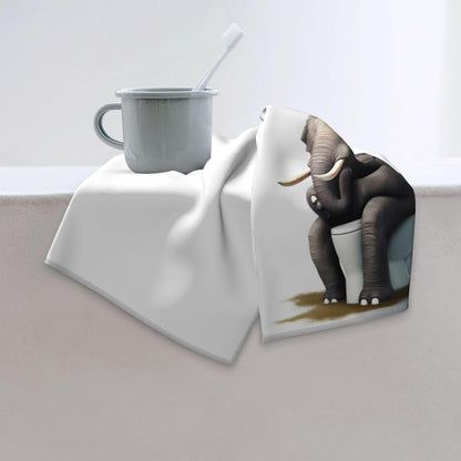 Funny Elephant Sitting on The Toilet Soft Fingertip Towels, Hand Towel, Dish Towel for Bathroom, 12 x 27.5 inch