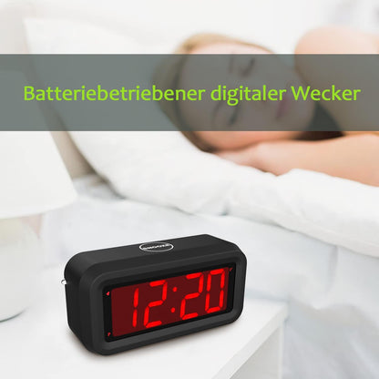 Digital Alarm Clock, Small Wall Clock, Battery Operated with 1.2" LED Large Display, for Bedroom/Desk