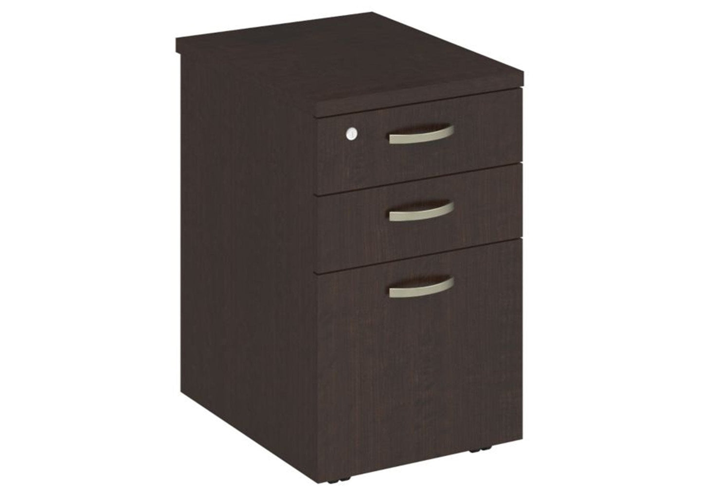 Bush Business Furniture Easy Office 60W 4 Person Cubicle Desk with File Cabinets and 45H Panels in Mocha Cherry