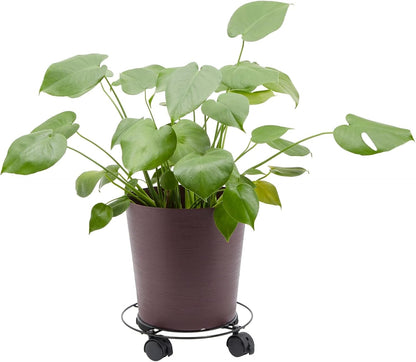 10.6 Pack 4, 360-Degree Bright Creations Plant Stand with Wheels - in Diameter, Black, of Modern - Metal Rolling Plant