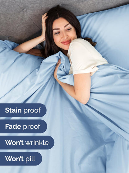 Skiennix Extra Deep Full Sheet Set - 6-Piece Breathable Cooling Bedding - Soft, Wrinkle-Free Light Blue