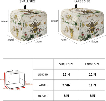 Toaster Cover, 2 Slice Bees Flowers, Bread Toaster Oven Cover with Pockets, Small Kitchen Appliance Protector