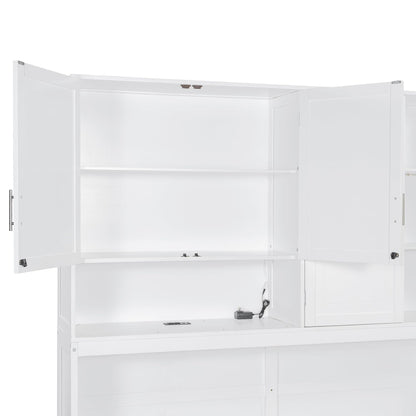 Ball & Cast Twin Size Murphy Bed,Foldable Wall Bed with Top Cabinet,Storage Shelves,Hidden Cabinet Bed Frame with Led Light and USB Port for Bedroom,Guest Room,Space Saving,No Box Spring Needed,White