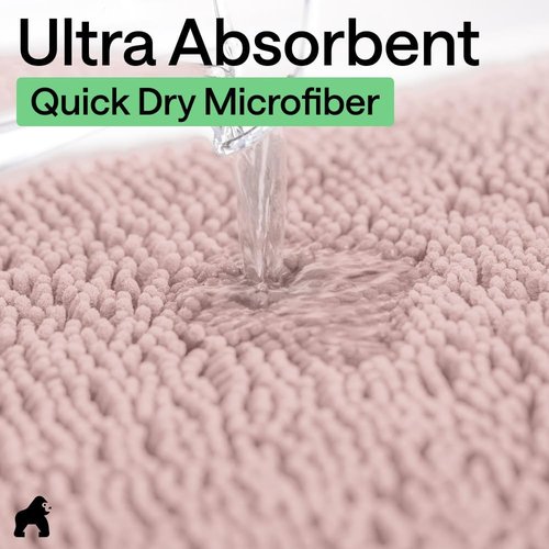GORILLA GRIP Bath Rug Mat - Soft Chenille Microfiber, Quick-Dry & Washable | 44x26, Dusty Rose