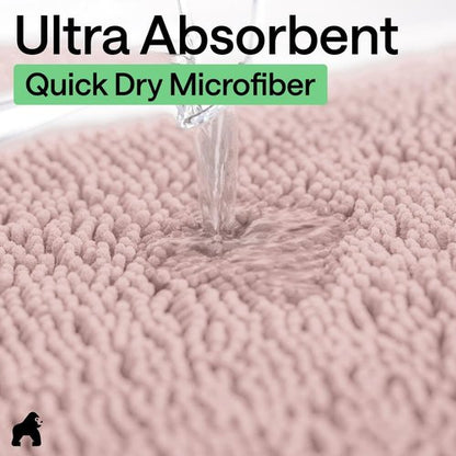 GORILLA GRIP Bath Rug Mat - Soft Chenille Microfiber, Quick-Dry & Washable | 44x26, Dusty Rose