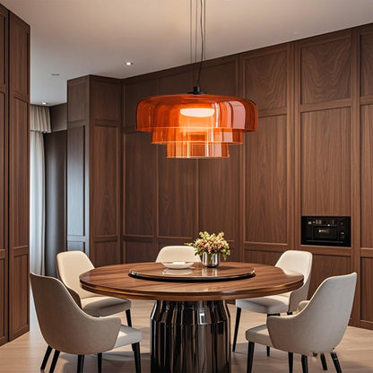 Zobawlks Mid-Century Modern Pendant Light: Hanging Lamp for Kitchen Island - Chandeliers for Dining Room (Orange)