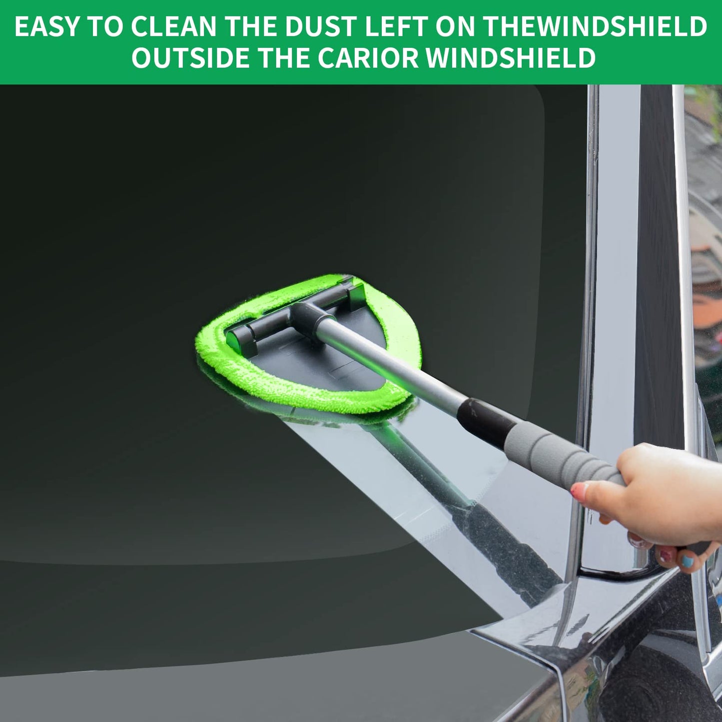XINDELL Windshield Cleaner Tool – Car Interior Window Cleaning Kit with Extendable Handle & 4 Microfiber Pads, Auto Washing Brush for Car, Trucks, SUVs, RVs & Home Windows