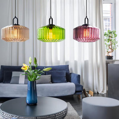 Qufute Glass Globe Pendant Light fixtures 1-Lights Black Mid Century Modern Pendant Lights with Amber Hand Blown Glass Shade Ceiling Hanging Lighting for Dining Room Table Kitchen Island