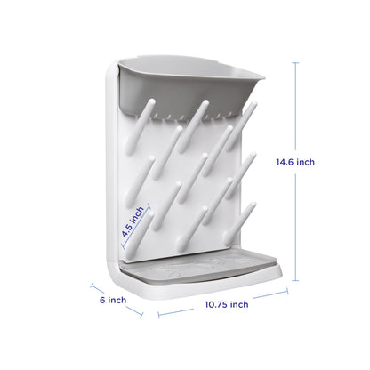 Ubbi Vertical Baby Bottle Drying Rack, Space Saving Countertop Drying Rack Baby Organizer, Gray
