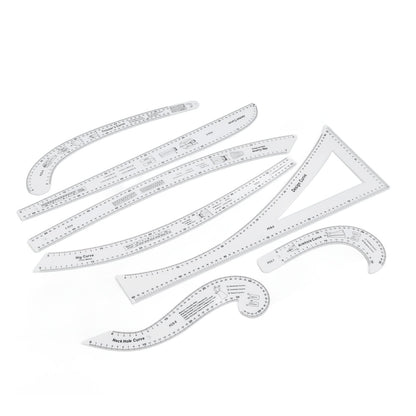 French Curve Ruler Set 7Pcs Acrylic Clear Sewing Ruler Tailor Kit for Dress Making