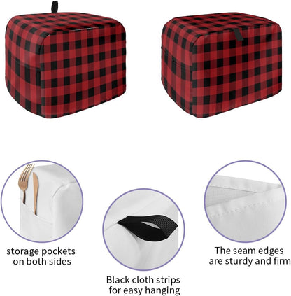 Merry Christmas Toaster Cover 2 Slice, Red and Black Buffalo Plaid Toaster Oven Cover