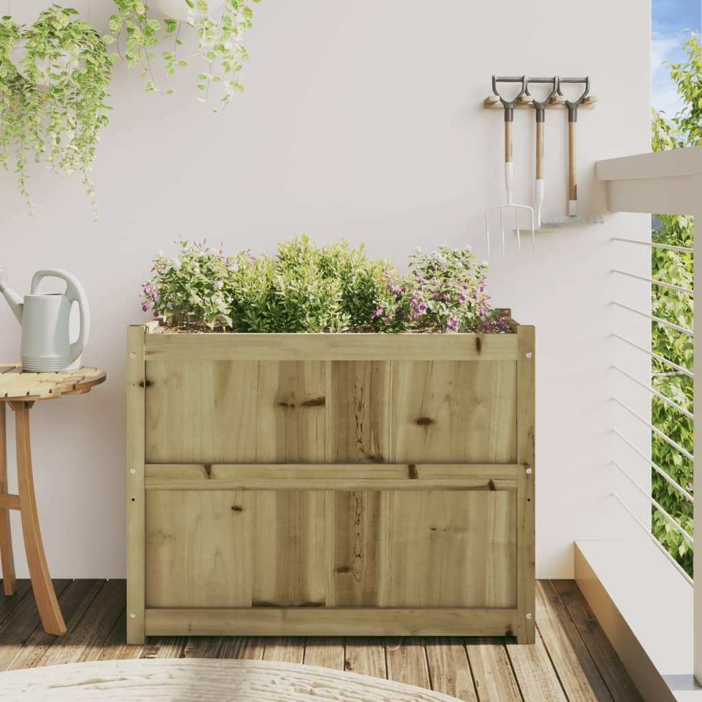 Mhdvray Rustic Large Raised Garden Bed 35.4x35.4x27.6 in Treated Solid Pine Wood Elevated Planter Box Outdoor Flower & Vegetable Gardening Patio Balcony