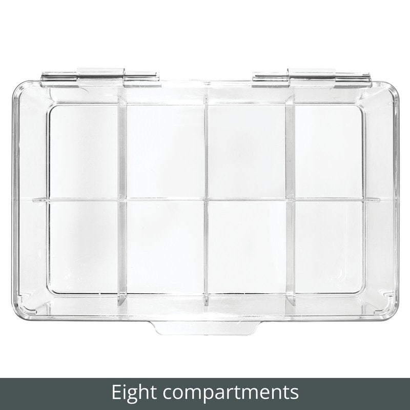 mDesign Tea Bag Single Serve Pouch Divided Box Holder Organizer, Clear