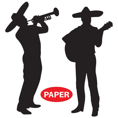 Beistle Mariachi Band Silhouettes, Set of 4- Fiesta Party Decor Props for Mexican Theme Celebrations, Musician Wall Art, and Cinco de Mayo and Taco Tuesday Decorations