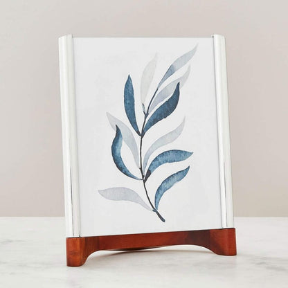 nambe Sky View Picture Frame, 8 by 10 - Inch | Photo Frame with Tempered Glass | Tabletop Display Family, Friends, Wedding Gift, Home Office Décor | Nambe Alloy, Acacia Wood and Glass