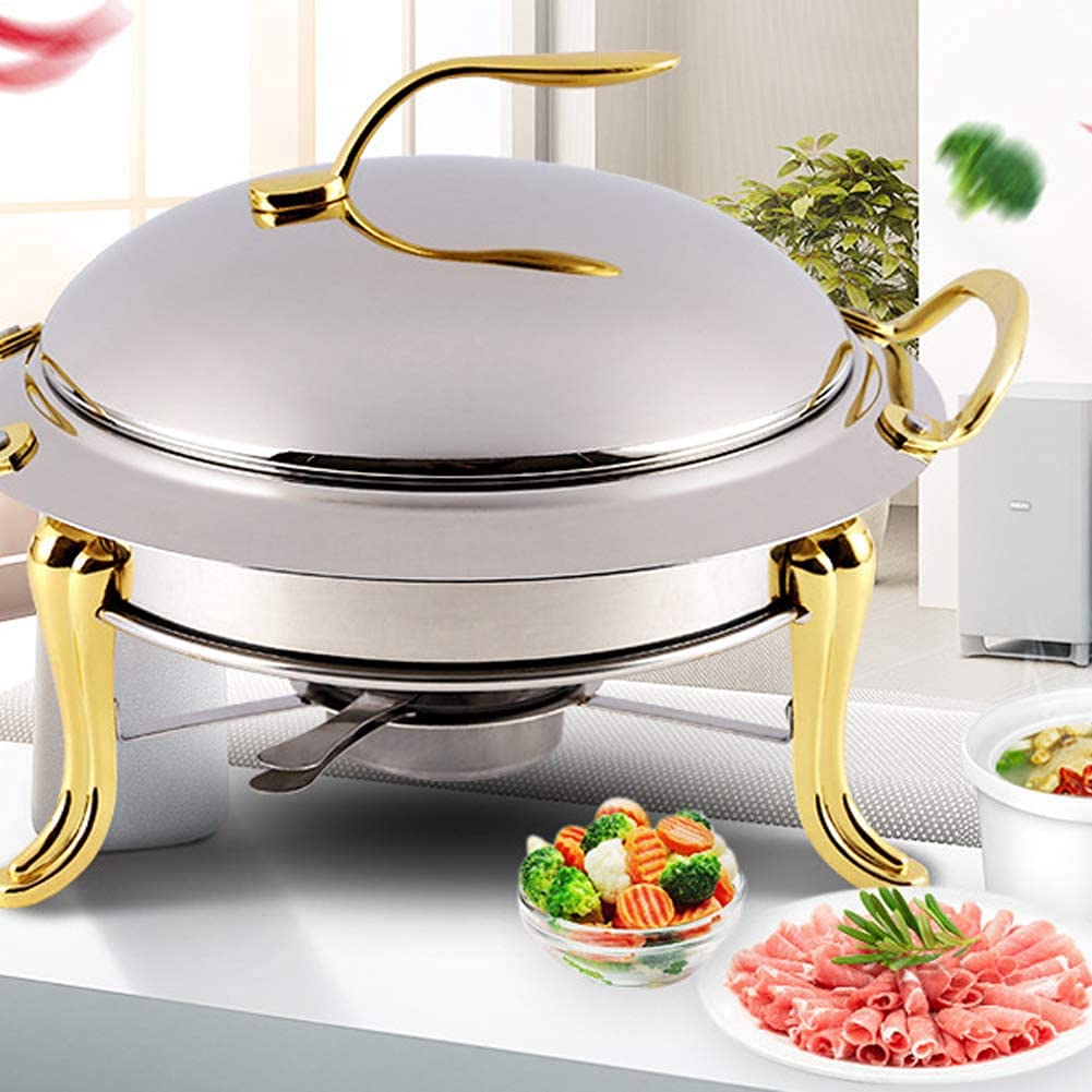 FENOKD Chafing Dish Set of 2, Stainless Steel Round Buffet Chafer for Catering, Party, Wedding, Dinner Serving with Pans and Fuel Holders, Full Size,B.C