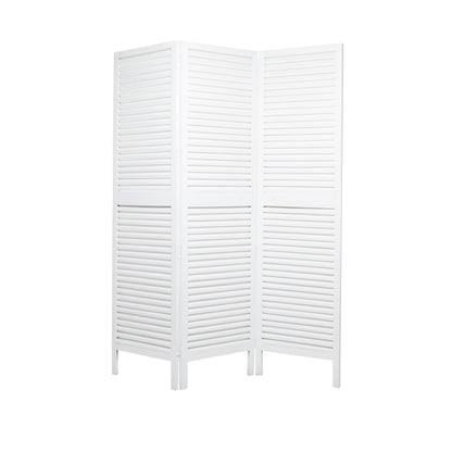Deco 79 Mango Wood Partition Room Divider Screen Hinged Foldable Partition 3 Panel Privacy Screen with Carved Design, Room Partition 60" x 1" x 70", White