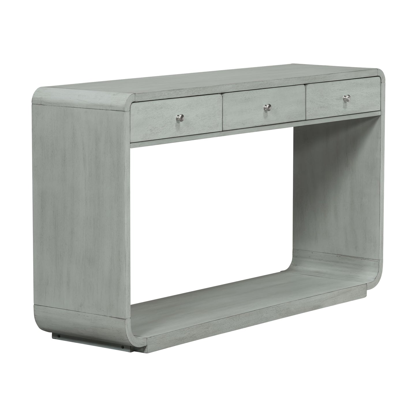 Merax 55" Entryway Table with 3 Drawers, Natural Wood Grain Finish Console Table with Fluted Design for Entryway and Living Room (Sage Green)