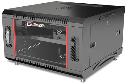 Sysracks Server Rack 6U Wall Mount Rack Locking Cabinet for Network Electronics Security Audio Video AV Equipment Data Rack Legs/Power Strip/Shelf/Fan 24-Inch Deep