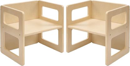 1-3, Natural2pcs FUNLIO Height Adjustable Montessori Weaning Chair for Age Quality Solid Wooden Chair