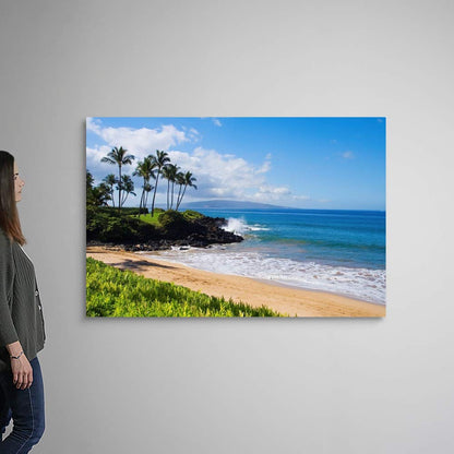 CANVAS ON DEMAND Hawaii, Maui, Wailea, Beautiful Ulua Beach Canvas Wall Art Print by Ron Dahlquist, Home Decor, Beautiful, Ocean Artwork,60" x40in