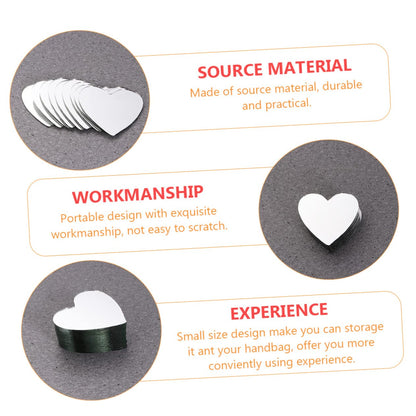 EXCEART 30Pcs Heart-Shaped Glass Mirror Tiles for DIY Craft Projects Compact Small Mirrors with Smooth Rounded Edges Safe for Handbag Storage and Makeup Vanity