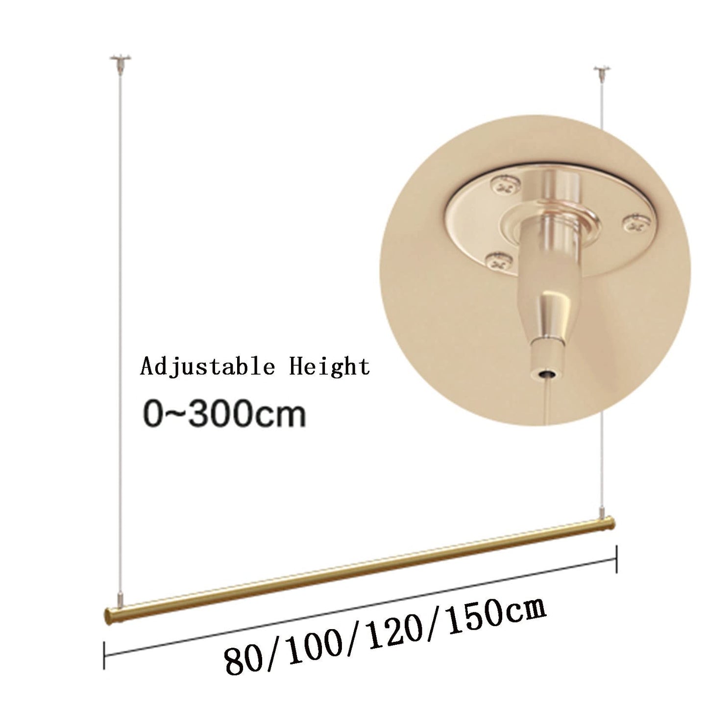 JHNKOJ Clothing Garment Rack Adjustable Height Display Clothes Store Rack Ceiling Wedding Dress Hanging Rack Hanger Storage,Wall Mounted Commercial Bedroom Organiz,3Pcs-80Cm