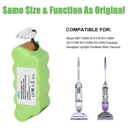 KUNLUN 10.8V XBT1106N Battery Replacement for Shark SV1110 SV1106N SV1110N SV11O6N SV116N Freestyle Navigator Cordless Stick Vacuum Cleaners