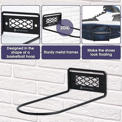 Set 6 -MK1068A J JACKCUBE DESIGN Black Metal Floating Shoe Display Shelves for Wall Mount, of Sneaker Showcase