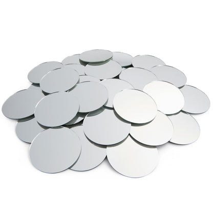 Juvale Glass Mirror Tiles for Crafts - 3 in, Round, Transparent, 50-Pack - Craft Mirrors for DIY & Home Decor