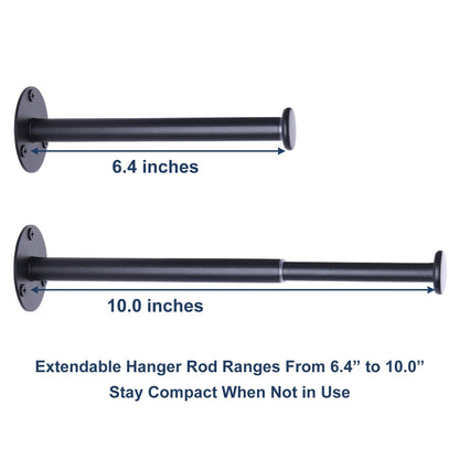 JAZBREY 2 Pack Retractable Hanger Holder for Laundry Room, Wall Mount Organizer Rack for Lightweight Clothes, Space Saving Laundry Hook Rod, Keep Empty Hangers Handy, Black