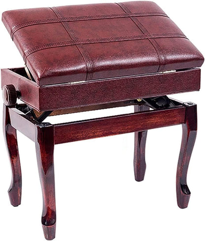 FKTHYO Piano Stool Piano Bench Dressing Table Stool Deluxe Artist Piano Bench 10CM Height Adjustable Keyboard Stools with Leather Padded Seat and Large Storage Box, 55 x 34,Mahogany