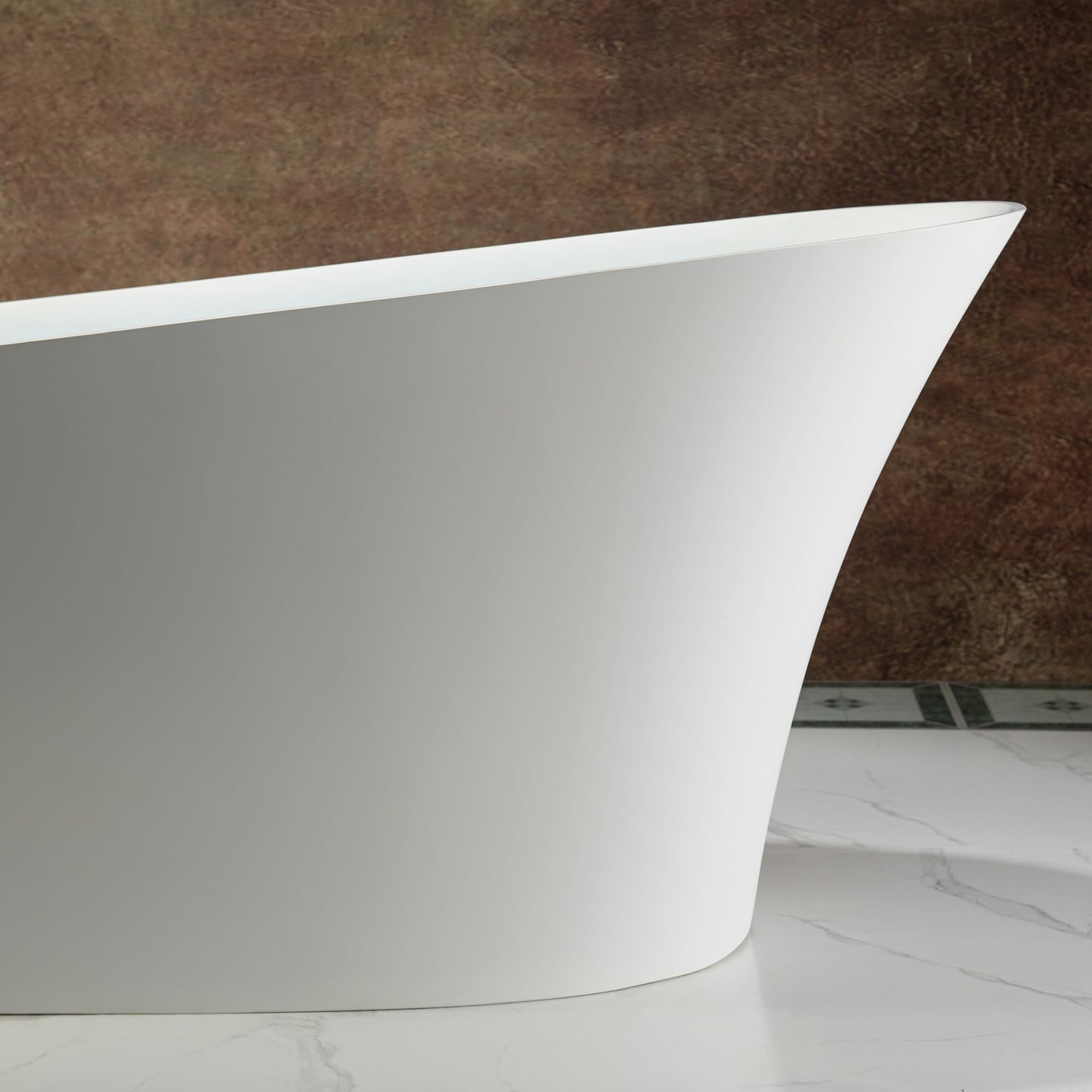 WOODBRIDGE 59 in. x 29.5 in. Stone Resin Luxury Contemporary Solid Surface Freestanding Bathtub in Matte White