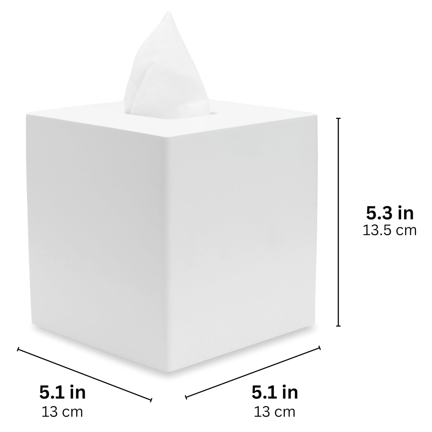 Yew Design Matte White Square Tissue Box Cover, Decorative Tissue Box Dispenser for Bathroom, Parlors, Office, Bedroom Dresser, Vanity Countertop, Nightstand, Car, and Desk