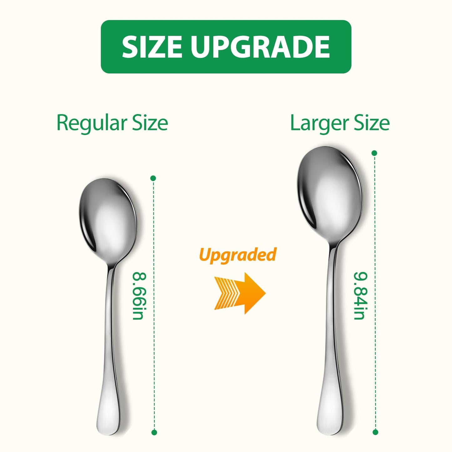 Keyoxy Stainless Steel Serving Spoons Set, 8pc, 10-Inch, Includes 8 Large Spoons, for Parties/Kitchen/Buffet/Catering, Dishwasher Safe