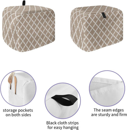 Toaster Cover 2 Slice, Beige Moroccan Pattern Geometric Dust-Proof Cover with Pockets for Kitchen Small Appliance