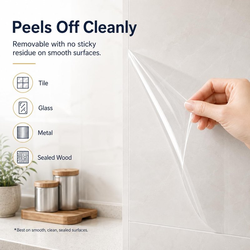 Yunihome Clear Contact Paper, 17.7 * 118 Inches Peel and Stick Waterproof Self Adhesive Vinyl – Oil Proof, Removable No Residue for Kitchen Cabinets, Countertops, Shelves & Dining Tables
