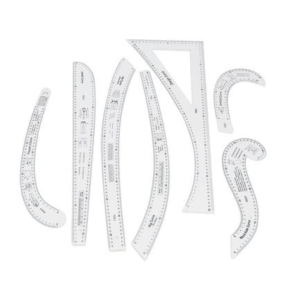 7Pcs Sewing Ruler Tailor Set Clear French Curve Ruler Sewing Ruler Set Rulers Ruler Racks Rulers High Accuracy Scale Fashion Pattern Design Ruler Set for Making Pattern Drafting